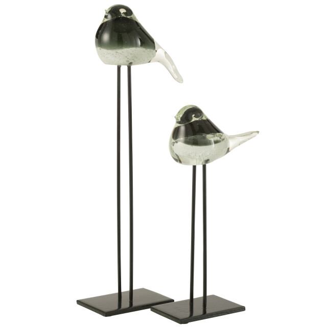 J-Line vogel op voet glas /wit large 15x8.5x45.5cm 3007562 large
