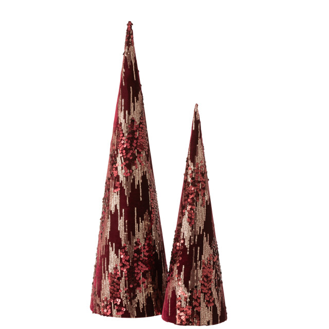J-Line kegel deco pailletten textiel burgundy large 20x20x66cm 3008755 large