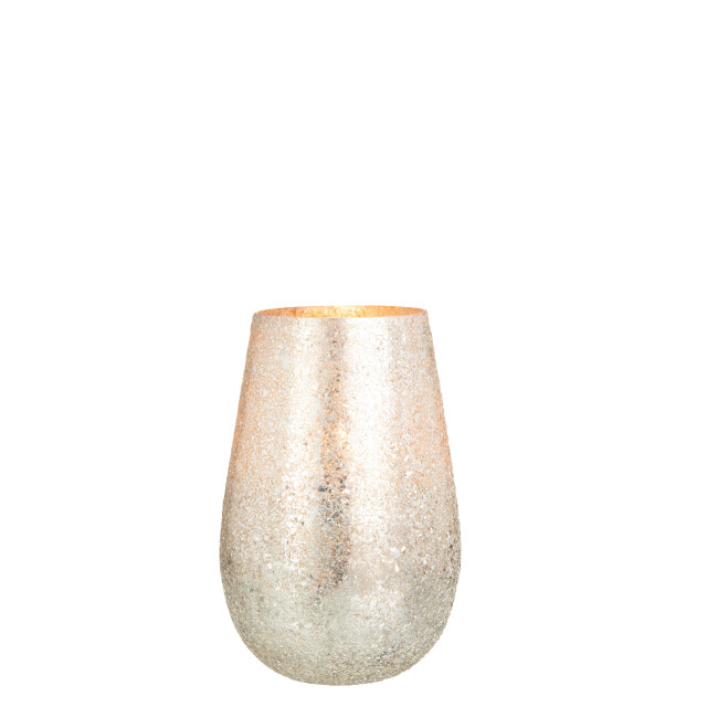 J-Line kaarsenhouder glinstering glas goud large 17.5x17.5x26.5cm 3013869 large