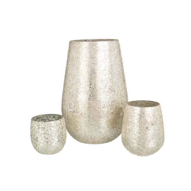 J-Line kaarsenhouder glinstering glas goud large 17.5x17.5x26.5cm 3013869 large