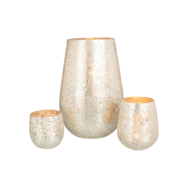 J-Line kaarsenhouder glinstering glas goud large 17.5x17.5x26.5cm 3013869 large