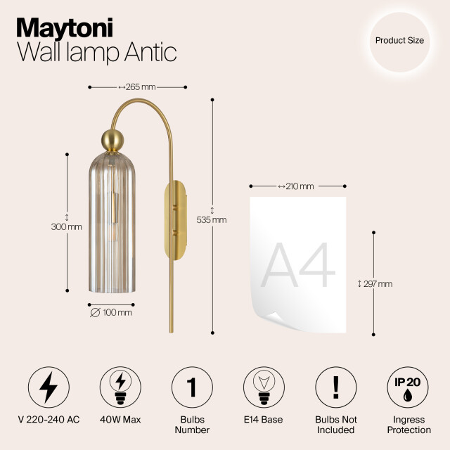Maytoni wandlamp antic - Ø10 2993548 large