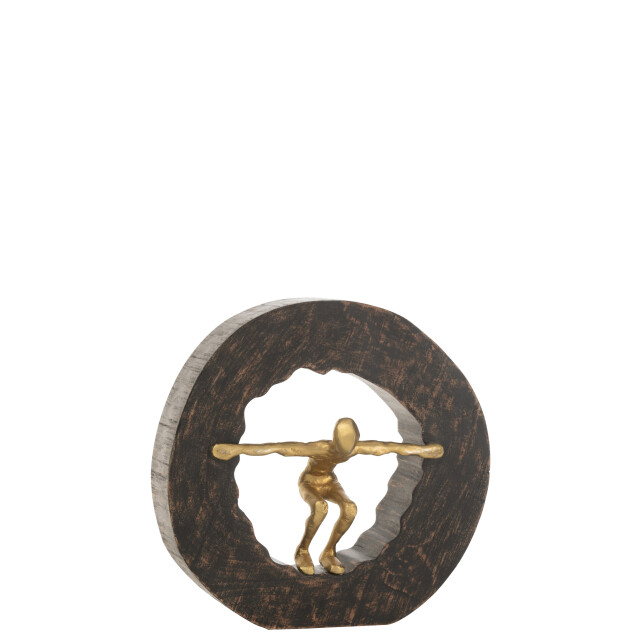 J-Line figuur vallend hout metaal goud 27x12x27cm 3006884 large