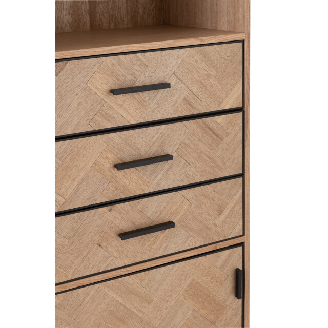 J-Line kast hoog 3 lades zigzag hout/metaal naturel/ 62x38x158cm 3000766 large