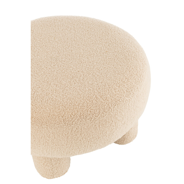 J-Line kruk rond teddy voeten bouclé warm 52x52x28cm 3013873 large