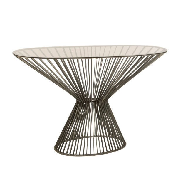 J-Line console ovaal spijlen metaal/glas /bruin 121x37x79cm 3001767 large