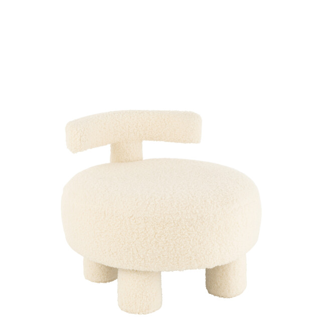 J-Line kruk rond met rugleuning bouclé 52x52x49cm 3001831 large