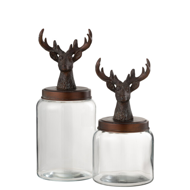 J-Line voorraadpot hert glas/resine /koper large 16x16x39.5cm 3009866 large
