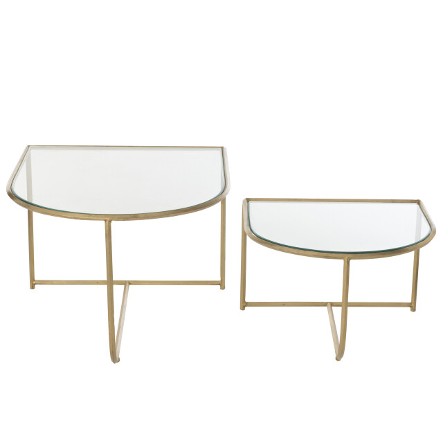 J-Line set van 2 tafels porte metaal/glas goud 76x62x35cm 3002267 large