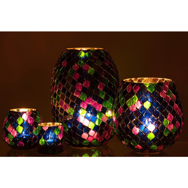 J-Line windlicht mozaiek glas extra large 18x18x25cm 3013723 large