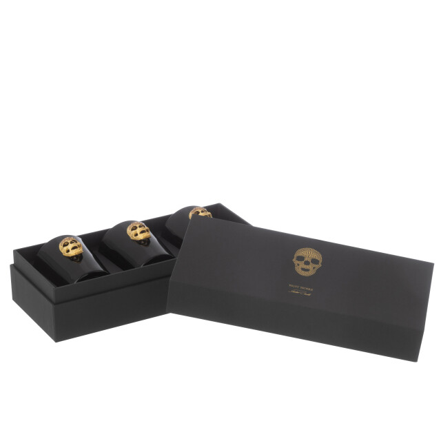 J-Line doos van 3 geurkaarsen doodskop nuit noir 16uur 21.5x9.5x7cm 3015490 large