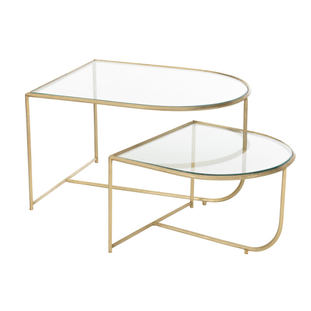J-Line set van 2 tafels porte metaal/glas goud 76x62x35cm 3002267 large