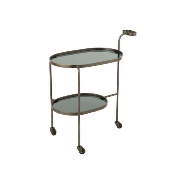J-Line serveerkar ovaal 2niv ijzer/glas 74x42x84cm 3001765 large