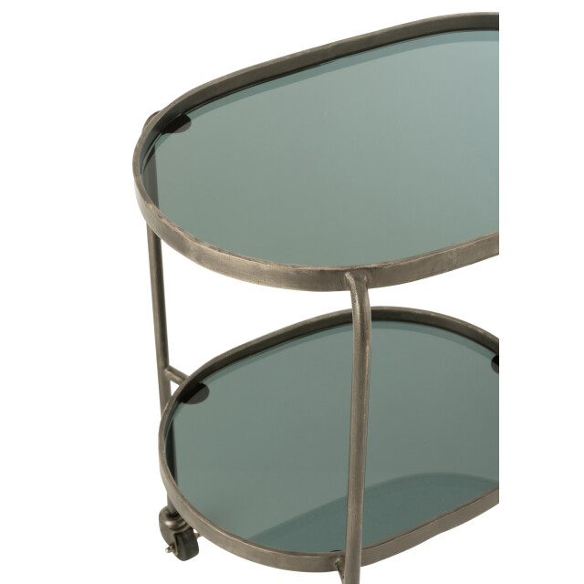 J-Line serveerkar ovaal 2niv ijzer/glas 74x42x84cm 3001765 large