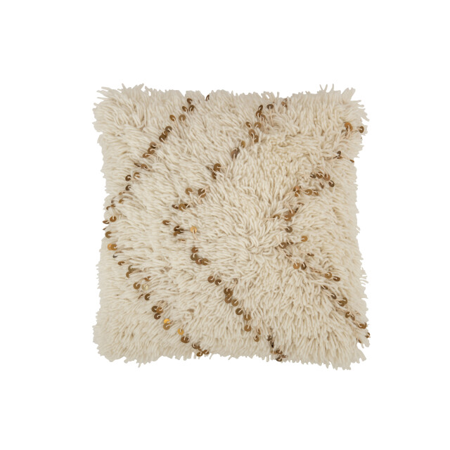 J-Line kussen vierkant parel katoen /goud 47x47x14cm 3000909 large