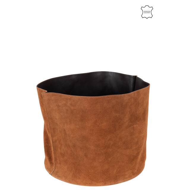 J-Line opbergmand rond laag leder cognac 27x25.5x34.5cm 3004981 large