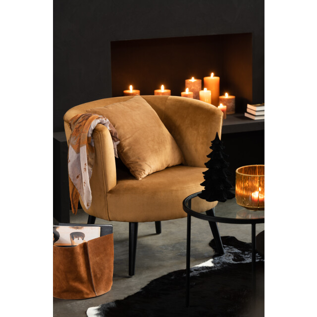 J-Line opbergmand rond laag leder cognac 27x25.5x34.5cm 3004981 large