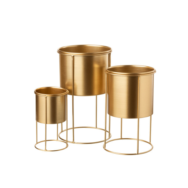 J-Line bloempot op voet metaal goud large 18x18x32cm 3005259 large
