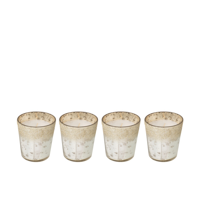 J-Line doos 4 geurkaars m-chic glas zilver 6.5x6.5x7cm 3014732 large