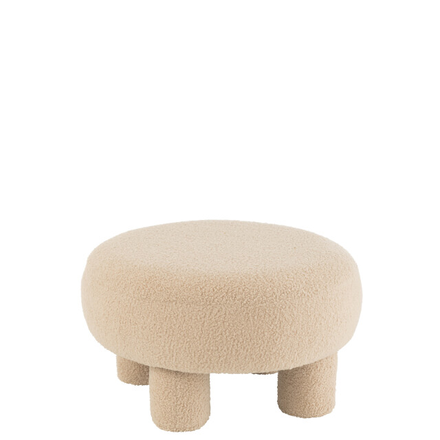 J-Line kruk rond teddy voeten bouclé warm 52x52x28cm 3013873 large