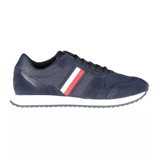 Tommy Hilfiger Eco-conscious sneakers met logodetails Tommy Hilfiger Eco-Conscious blauwe sneakers met logodetails large