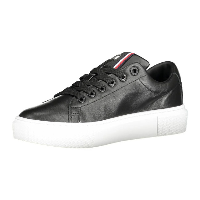 Tommy Hilfiger Chique katoen-leermix sneakers Tommy Hilfiger chique zwarte katoen-leermix sneakers large