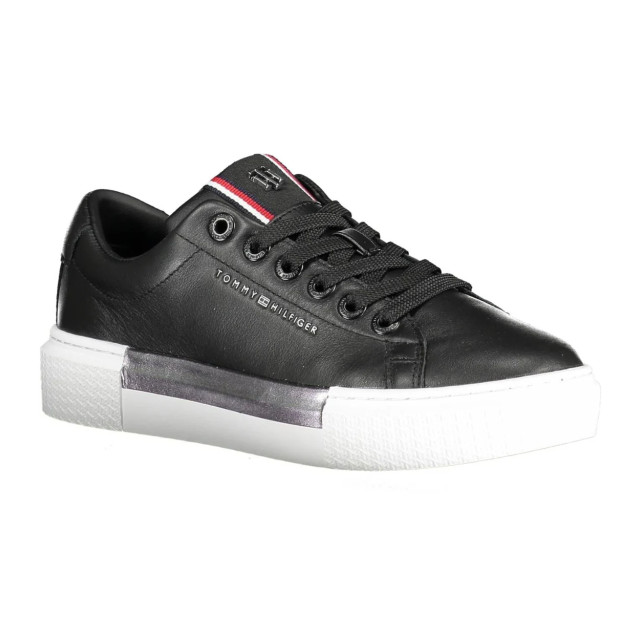 Tommy Hilfiger Chique katoen-leermix sneakers Tommy Hilfiger chique zwarte katoen-leermix sneakers large