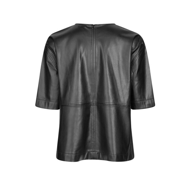 mbyM E top driekwart mouw emir Zwarte vegan leather top met driekwart mouw Emir  large