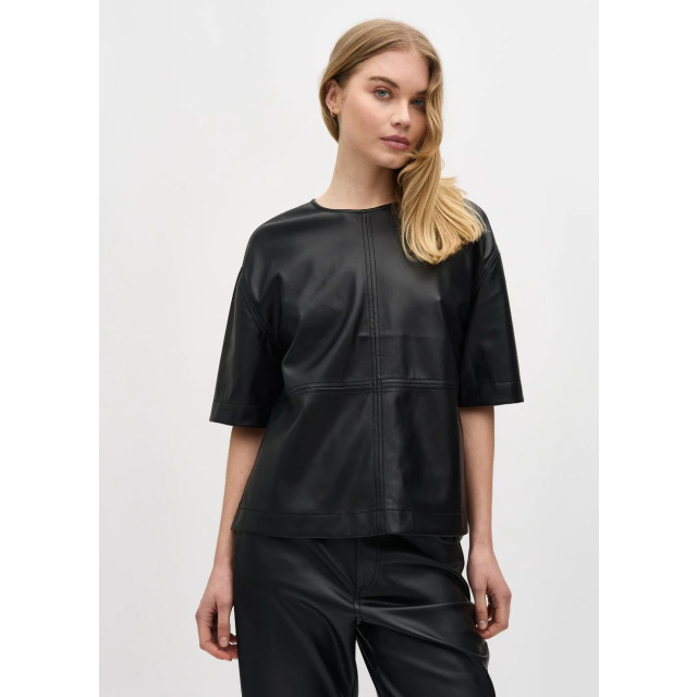 mbyM E top driekwart mouw emir Zwarte vegan leather top met driekwart mouw Emir  large