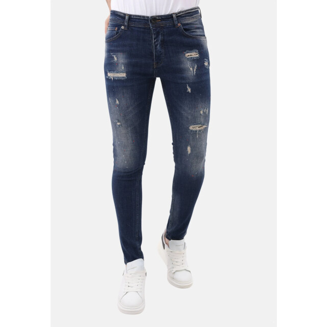 Mario Morato Spijkerbroek slim fit met verfspatten mm MM-S-1979/105 large