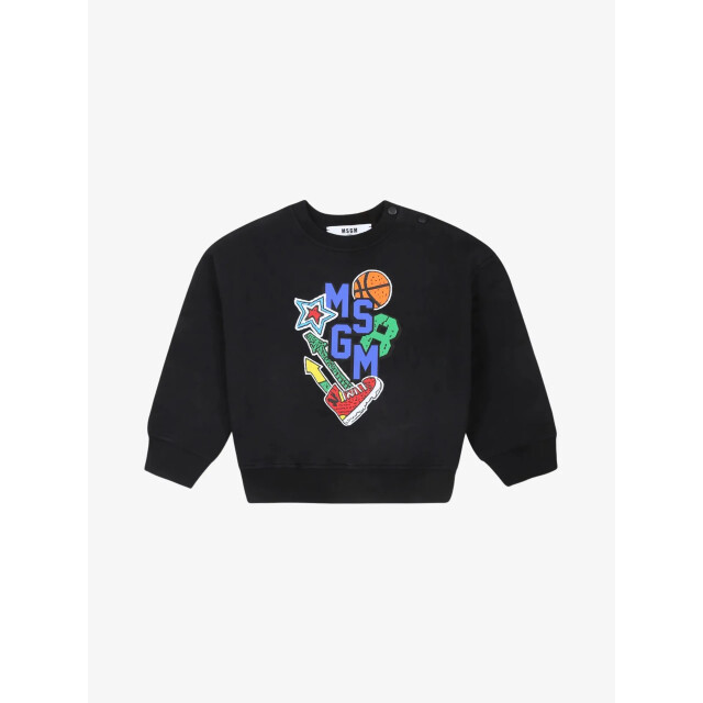 Msgm Jongens sweater zwart print F4MSNBSW271-110 large