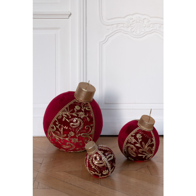 J-Line bal decoratief patroon polyfoam/textiel /goud medium 28x28x35cm 3002437 large
