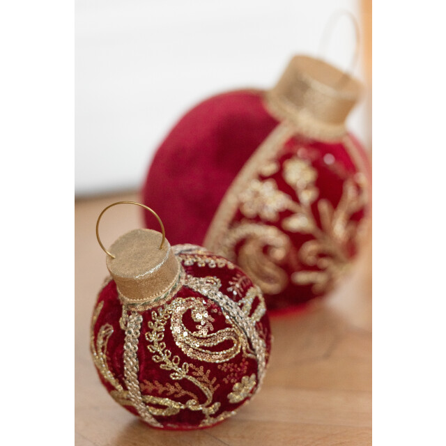 J-Line bal decoratief patroon polyfoam/textiel /goud medium 28x28x35cm 3002437 large