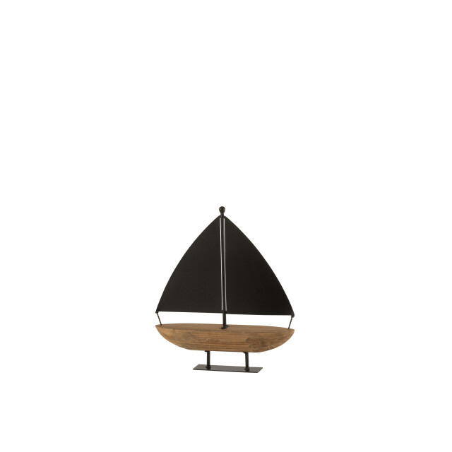 J-Line zeilboot hout/metaal /bruin small 34.5x8x35.5cm 3000707 large