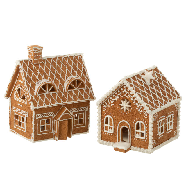 J-Line huis peperkoek rechthoek led poly large 18.5x14x22cm 3001569 large