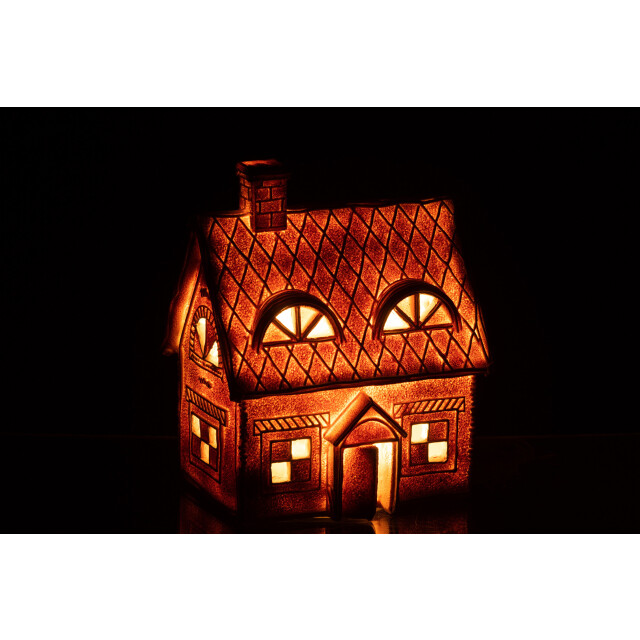 J-Line huis peperkoek rechthoek led poly large 18.5x14x22cm 3001569 large