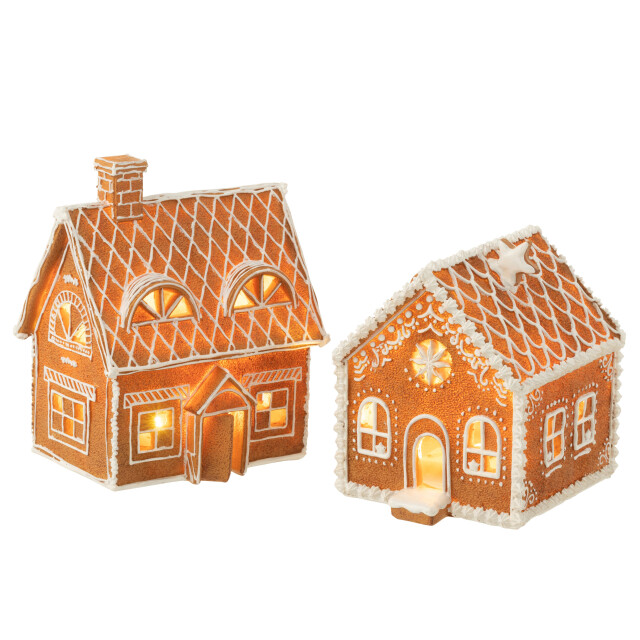 J-Line huis peperkoek rechthoek led poly large 18.5x14x22cm 3001569 large