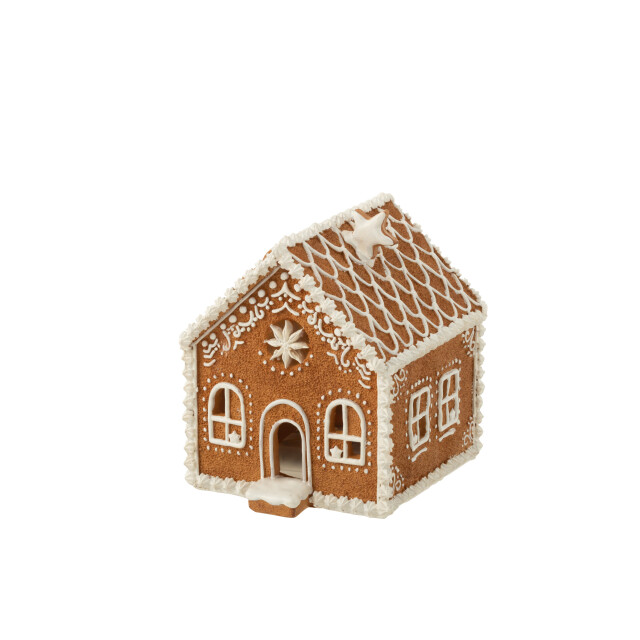 J-Line huis peperkoek vierkant ster led poly medium 18x15x17.5cm 3001567 large