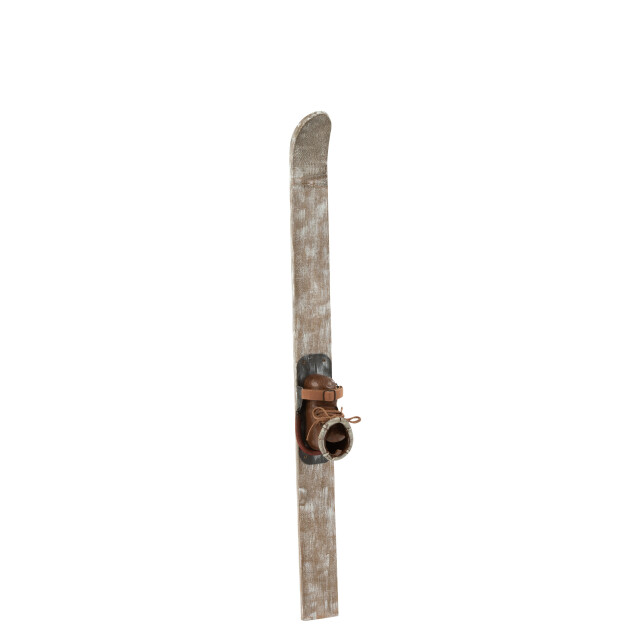 J-Line ski+schoen hout/metaal grey wash 76x6x2cm 3002827 large