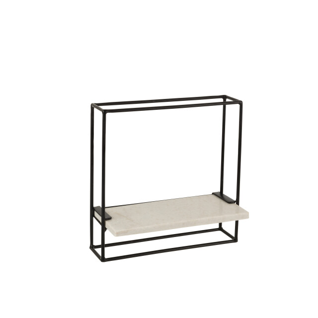J-Line muurrek 1plank ijzer/marmer zwart/ small 15.5x35x35cm 3000040 large