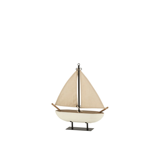 J-Line zeilboot hout/jute /bruin small 40x9.5x44.5cm 2986900 large