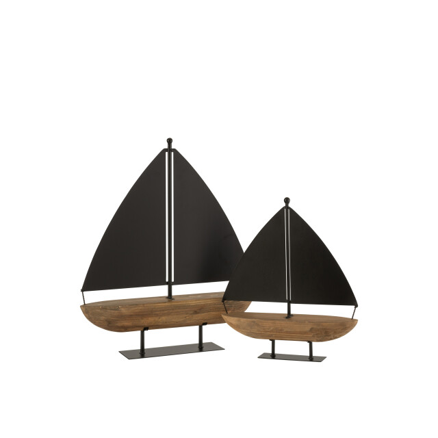 J-Line zeilboot hout/metaal /bruin large 45.5x10x49.5cm 3000709 large