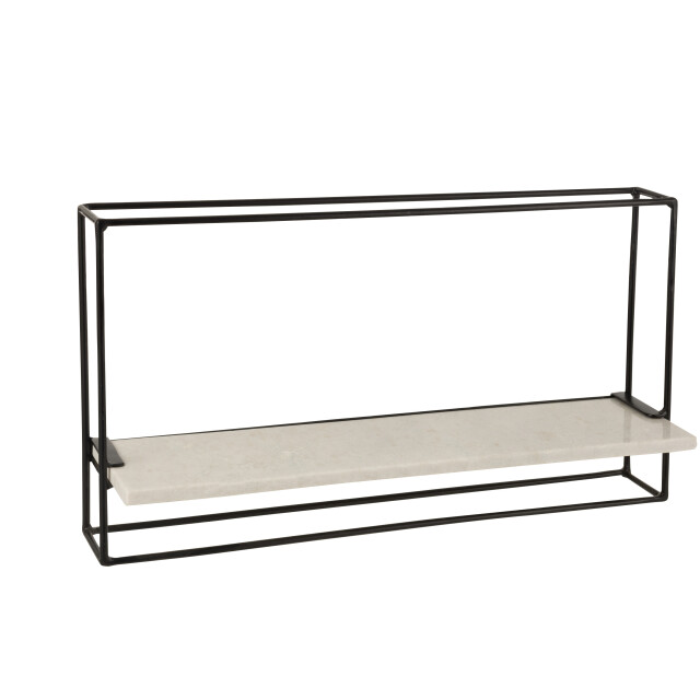 J-Line muurrek 1plank ijzer/marmer zwart/ large 15.5x65x35cm 3000042 large