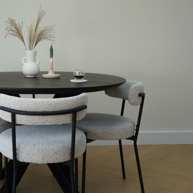 Lewis & Loft Eetkamerstoelen leanne bouclé staal - set van 2 2974825 large