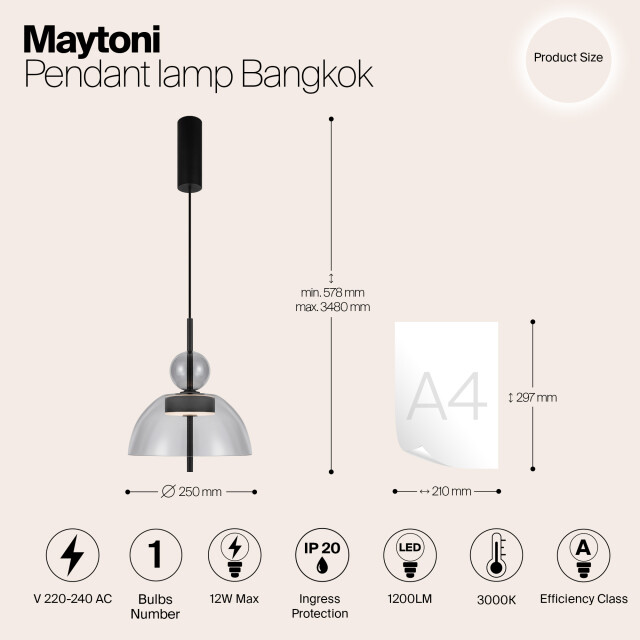 Maytoni hanglamp bangkok - Ø25 2993385 large