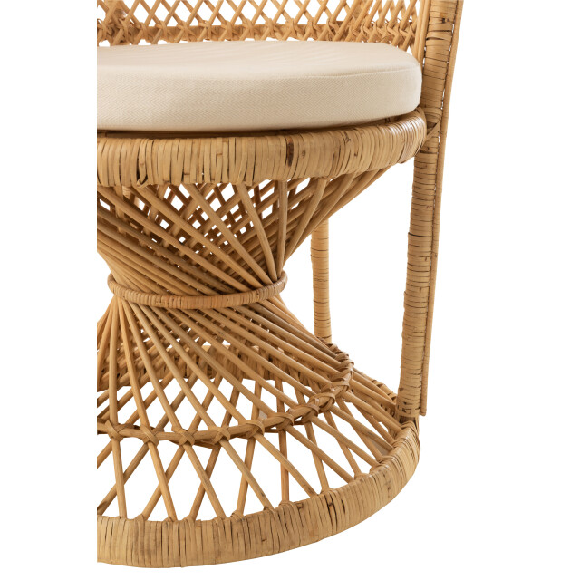 J-Line stoel pauw met kussen rotan 105x67x133cm 3000075 large