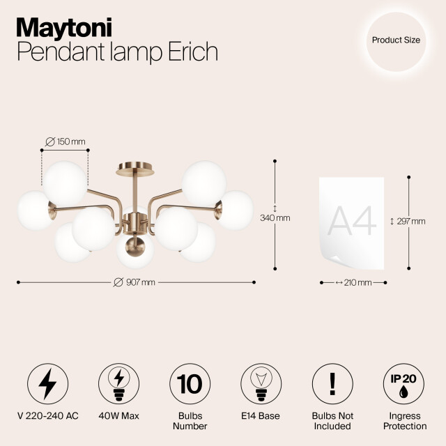 Maytoni hanglamp erich messing Ø90,7 2994597 large