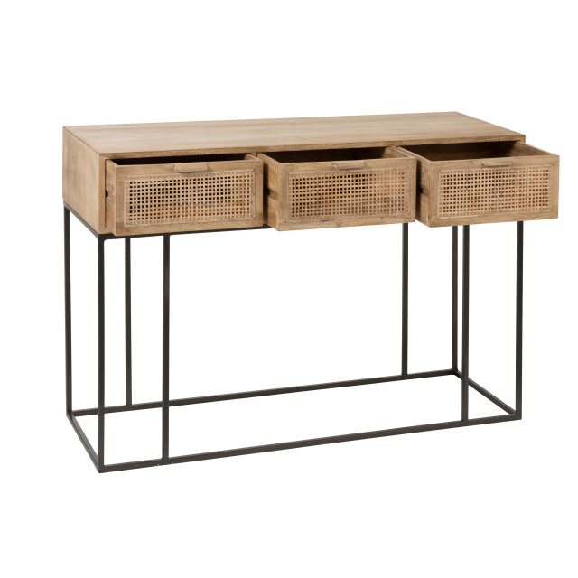 J-Line console 3laden geweven riet mangohout 120x42x80cm 3003521 large