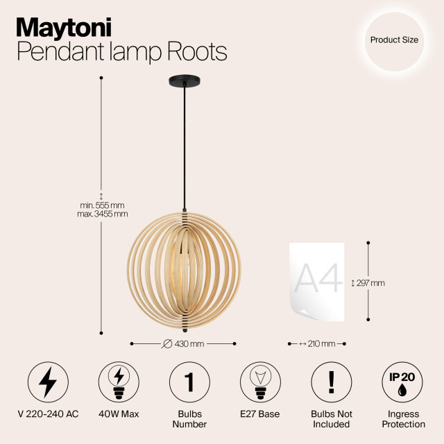 Maytoni hanglamp roots - Ø43 2994416 large