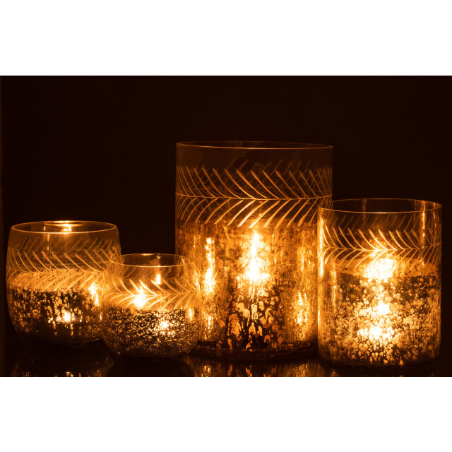 J-Line windlicht klassiek crackle glas /zilver large - 3013759 large